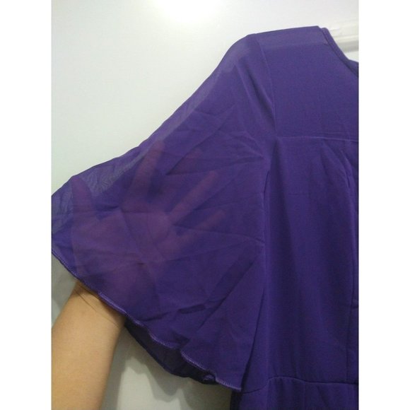 Connected Women's Chiffon Printed Fit & Flare Dress Purple Size 8 Petite